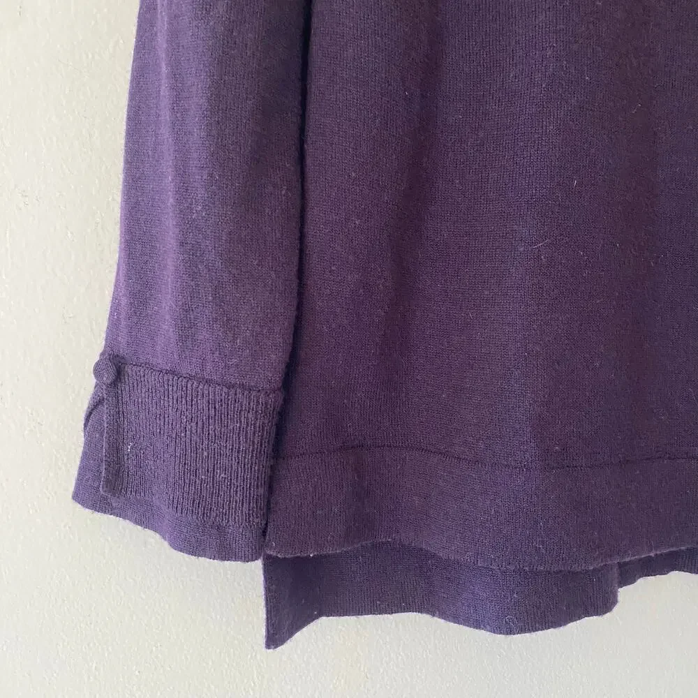 J. Jill Plum Purple Merino Wool Crewneck Sweater Minimalist Women's size Small